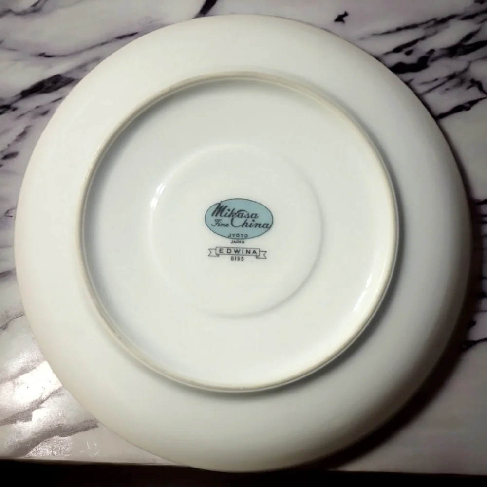 Vtg Mikasa Fine China Edwina Floral Platinum Rim Saucer #8195 Jyoto Japan